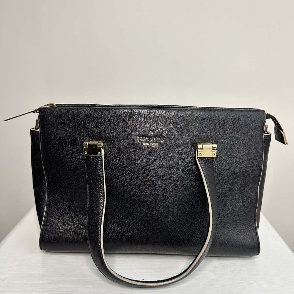 KATE SPADE Black Pebbled Leather Medium Tote Bag